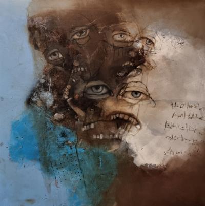"W środku ciszy", olej na pł&oacute;tnie 80x80cm