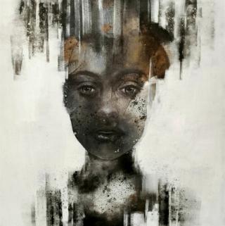 "Black and white", akryl na pł&oacute;tnie, 100x100cm