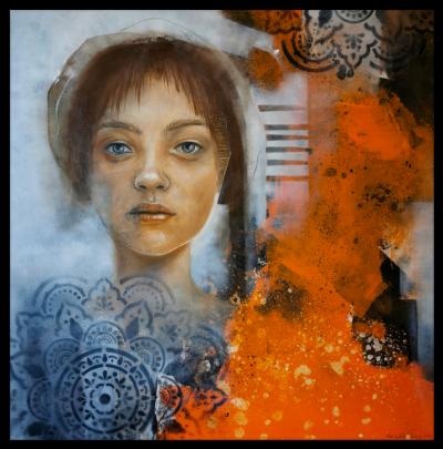 




"Portret z mandalą", olej na pł&oacute;tnie, 100x100cm




