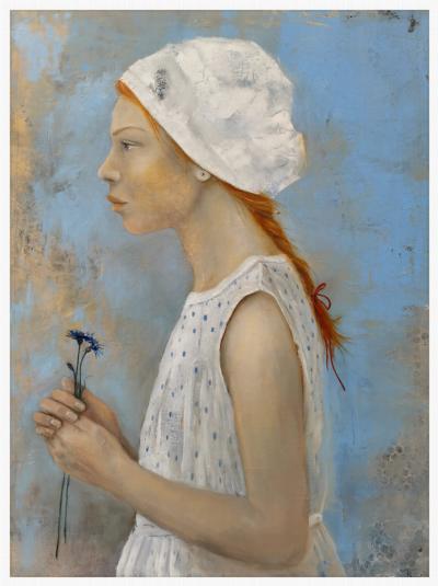 "Bławatek", olej na pł&oacute;tnie, 60x80cm
